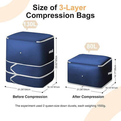 Comforter Storage Bag - 130L Blanket Storage Bags 3-Layer Ultra Space Saving - Image 2