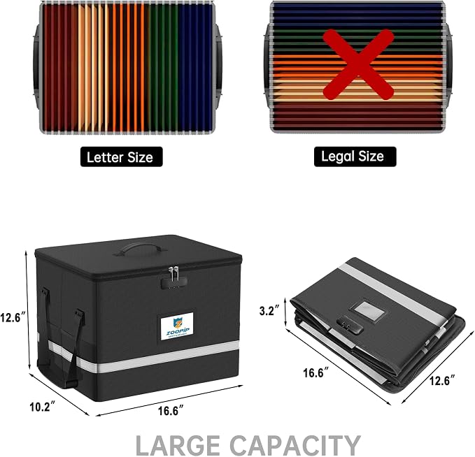 Fireproof File Box with Lock, 5200℉ Document Organizer, Reflective Strip - Image 7
