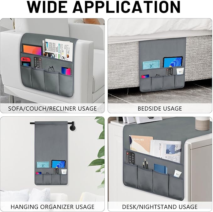 TV Remote Control Holder Couch Caddy, Non-slip Bedside Caddy Organizer - Image 3
