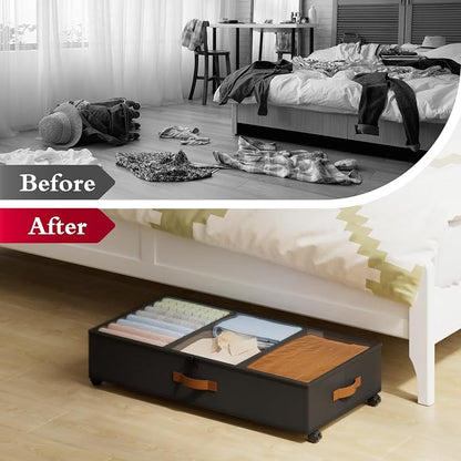 Yecaye Under Bed Storage with Wheels, 2 Pack Under Bed Storage Containers with - Image 8