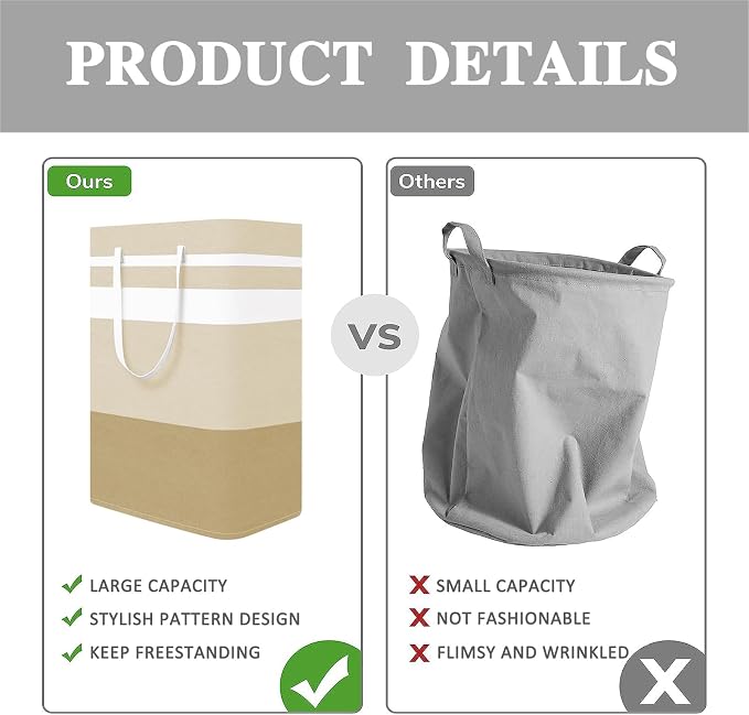 2-Pack Foldable Laundry Basket, Large Laundry Baskets - Image 3