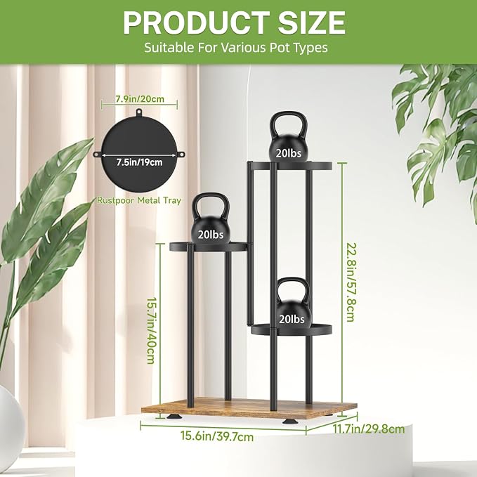 iDavosic.ly 3 Tier Plant Stand Indoor Outdoor, Tiered Corner Multiple Flower - Image 2