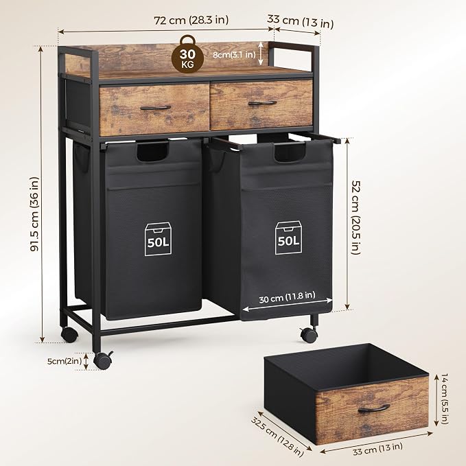 Laundry Hamper baskets 2 Section - Image 2