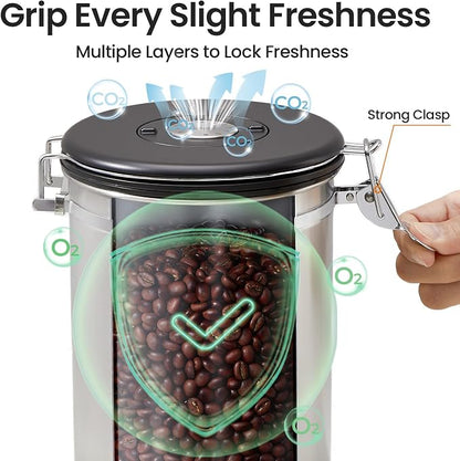 Veken Coffee Canister, 39OZ Large, Airtight Stainless Steel Food Storage - Image 4