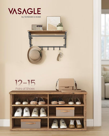 VASAGLE Shoe Bench, Storage Bench, 6 Compartments, Adjustable Shelves, - Image 2