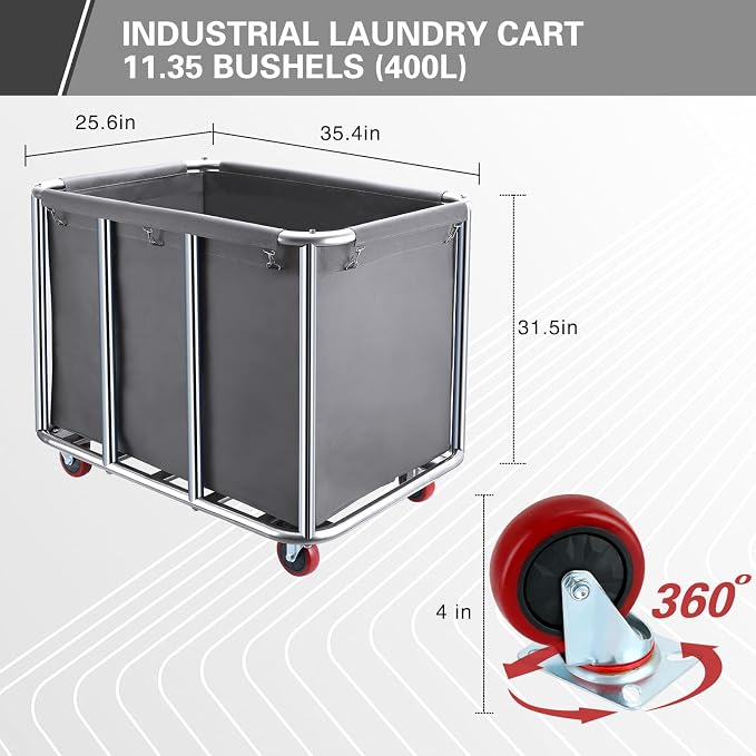Commercial Laundry Cart with Wheels, 400L Large Industrial Laundry Cart - Image 3