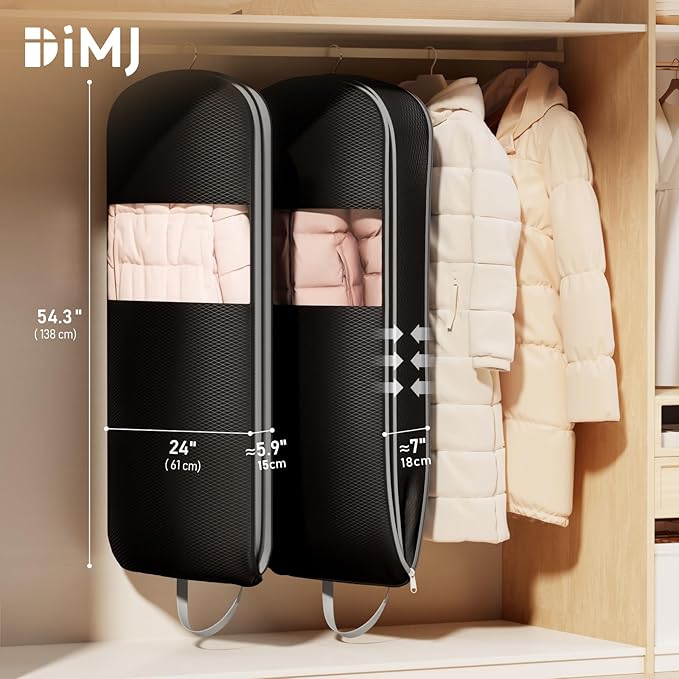 DIMJ 3 Pack 43" Garment Bags for Hanging Clothes - Image 2