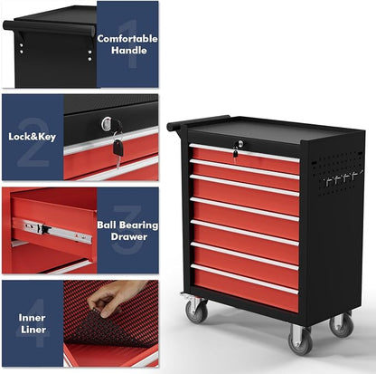 7-Drawer Tool Chest, Rolling Tool Cart - Image 4