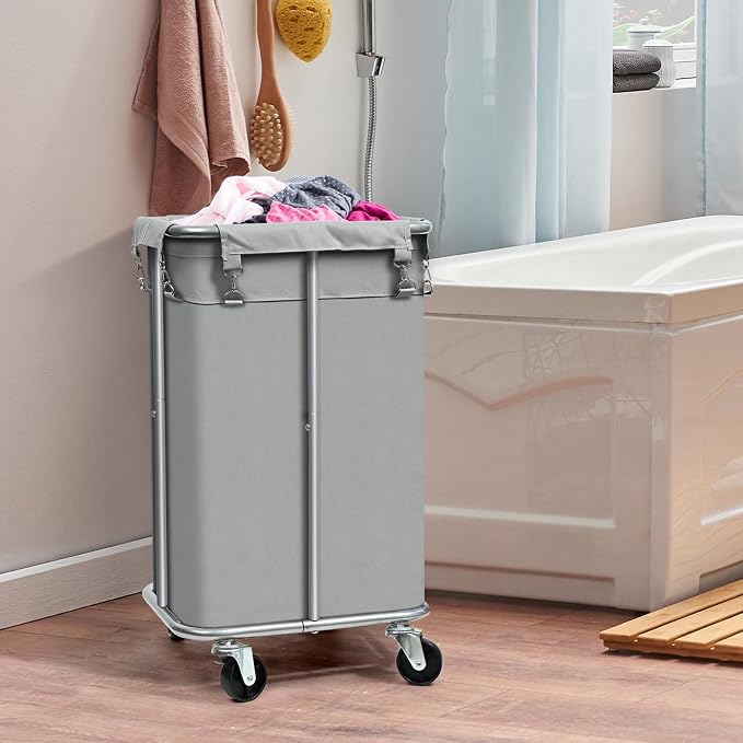 Laundry Basket with Wheels, Rolling Laundry Hamper with Removable Bag, 100L - Image 4
