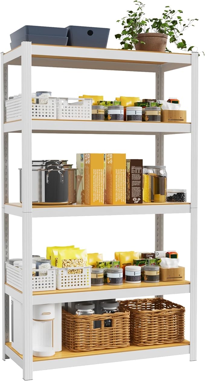 5 Tier White Closet Storage Shelves 36" W x 16" D x 72" H | Heavy Duty Shelves by VDEVY