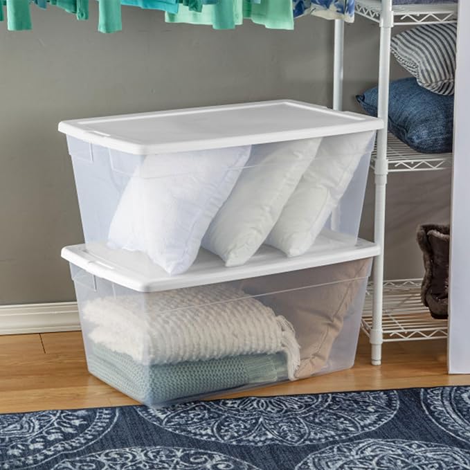 Sterilite 8-Pack 90 Quart Storage Box, Stackable Clear Plastic Bins - Image 6