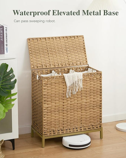SETVSON Laundry Hamper with Lid 132 L, Clothes Hamper with Lid, Handwoven - Image 2