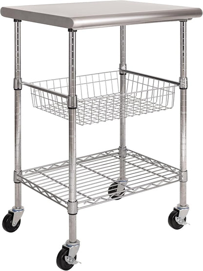 Stainless-Steel Commercial-Grade NSF-Certified Prep Table Cart by Unknown