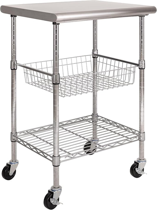 Stainless-Steel Commercial-Grade NSF-Certified Prep Table Cart by Unknown