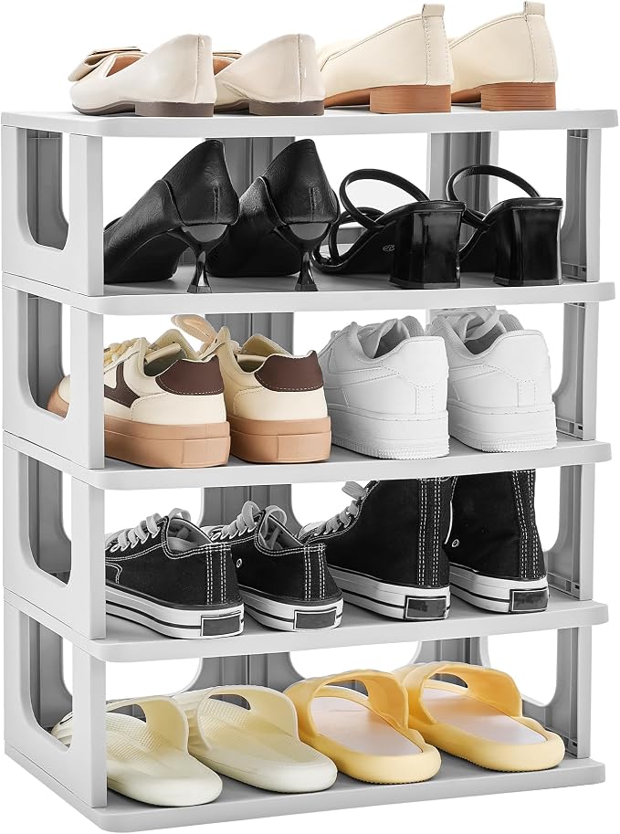 TRZZ 5-Tier Shoe Rack, Narrow Stackable Organizer, Vertical Efficient Shoe by TRZZ