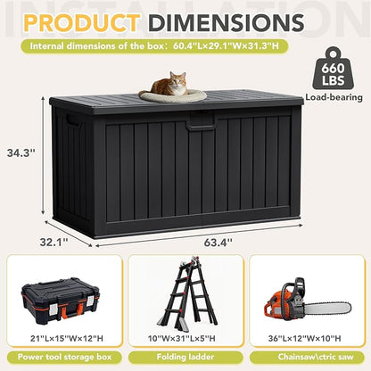 240 Gallon HDPE Deck Box Outdoor Indoor Waterproof Storage Box - Image 6