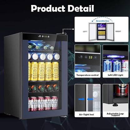 COWSAR Mini Fridge Cooler, 95 Can Beverage Refrigerator - Image 3