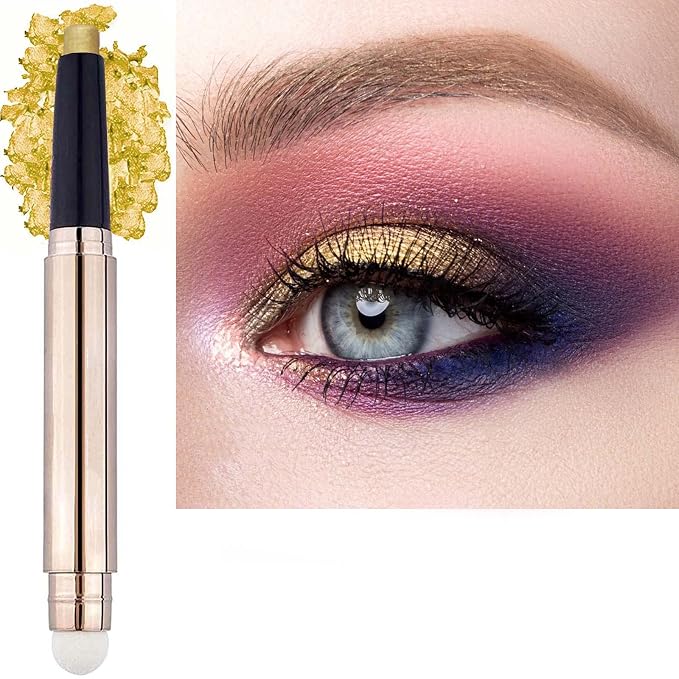 Gold Eyeshadow Stick Makeup, Highlighter Matte Cream Eye Shadow Pencil by SAUBZEAN