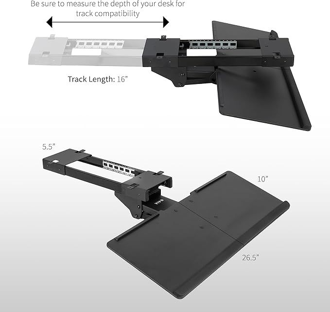 VIVO Adjustable Computer Keyboard and Mouse Platform Tray Deluxe Smooth Rolling - Image 3