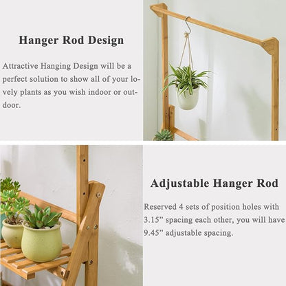 COPREE Bamboo 3-Tier Hanging Plant Stand Planter Shelves Flower Pot Organizer - Image 3