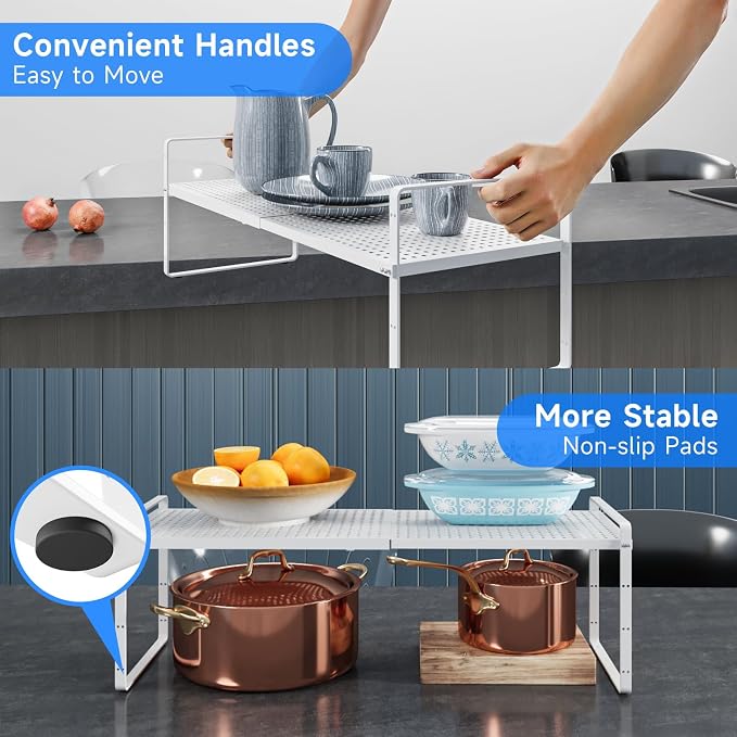 Expandable Cabinet Shelf Organizers, Kitchen Small Stand Rack Organization - Image 6