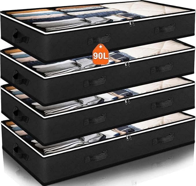 90L Under Bed Storage Containers, Closet Organizers and Storage Bins, Foldable by MoEnergy
