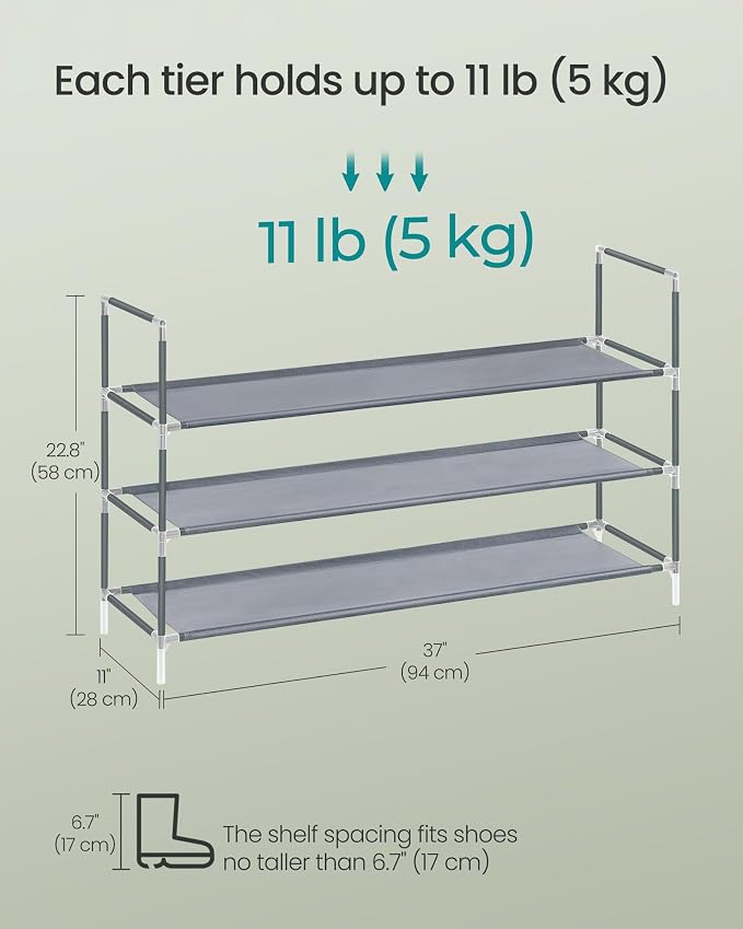 SONGMICS 3-Tier Shoe Rack, Shoe Storage - Image 2