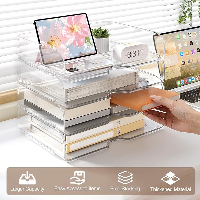 4-Tier Large-Capacity Paper Organizer, Transparent & Easy Access, Desk File - Image 4