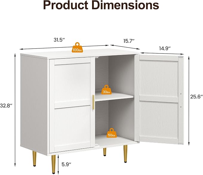 RoyalCraft 2-Door Wood Cabinet, Modern Credenza - Image 2