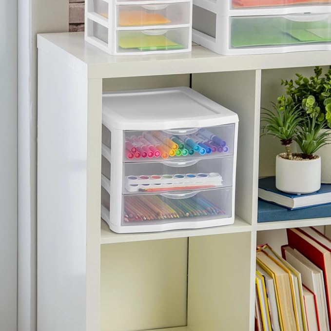 3 Drawer Clear Plastic Storage Drawer Unit – Stackable Countertop Desktop - Image 5