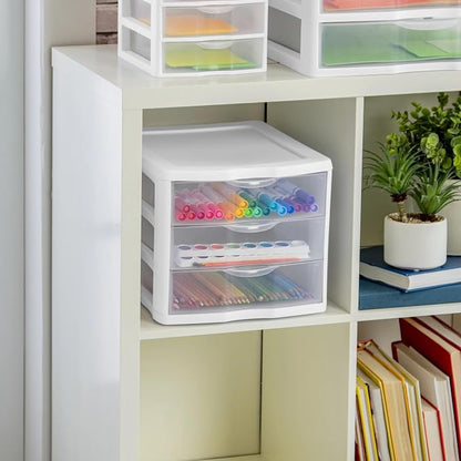 3 Drawer Clear Plastic Storage Drawer Unit – Stackable Countertop Desktop - Image 5