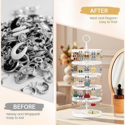 MODOWEY 5 Tiers Rotating Earring Holder Organizer Display, Adjustable Jewelry - Image 6