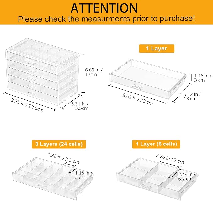 ProCase Acrylic Earrings Holder Organizer Box -Clear, 5 Layers | 79 Jewelry - Image 5