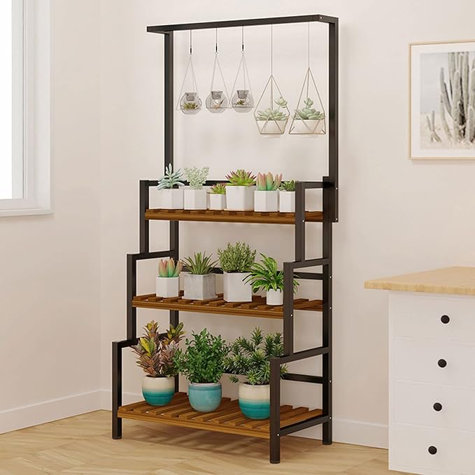 3-Tier Hanging Plant Stand Planter Shelves Flower Pot Organizer Rack Outdoor - Image 7