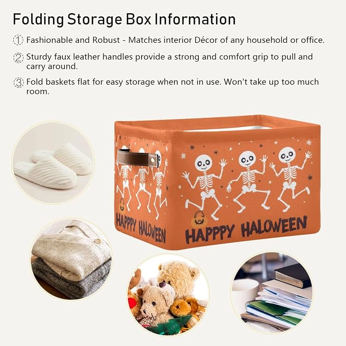 Funny Halloween Skeleton Foldable Storage Basket - Image 5