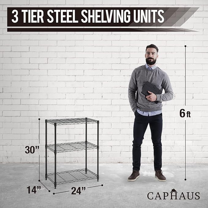 CAPHAUS 3/4/5-Tier Adjustable Height Wire Shelving Unit, Rack Shelving - Image 3