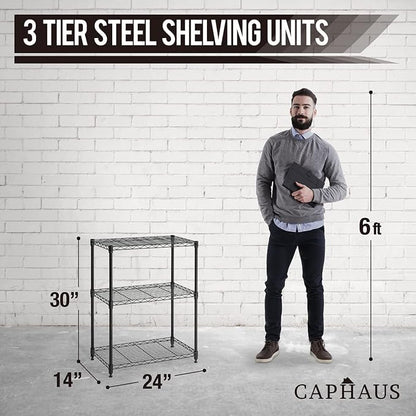 CAPHAUS 3/4/5-Tier Adjustable Height Wire Shelving Unit, Rack Shelving - Image 3