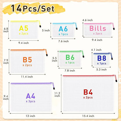 14pcs Mesh Zipper Pouch Bags, 8 Sizes Plastic Zippered Storage Bags - Image 2