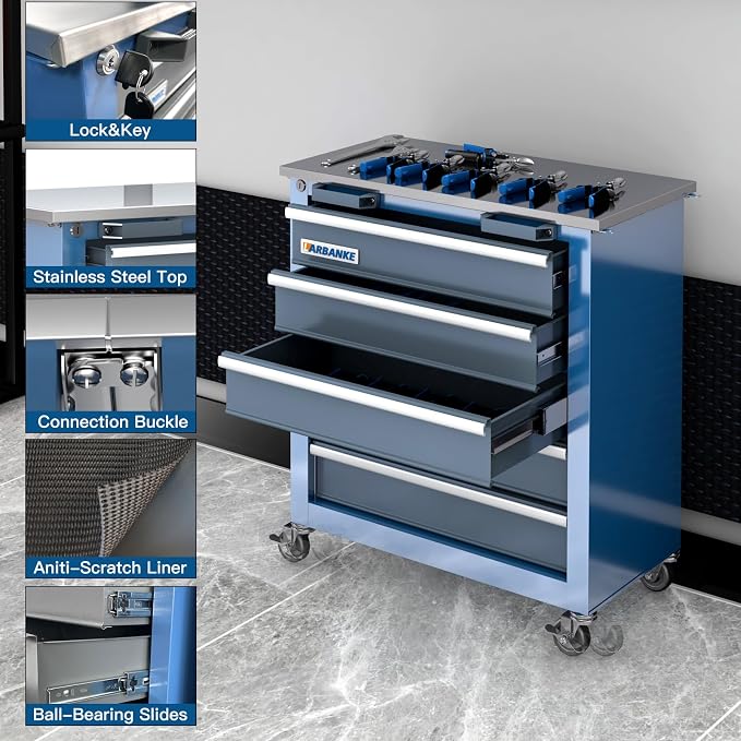 LARBANKE 5-Drawer Tool Chest, Rolling Tool Chest - Image 4