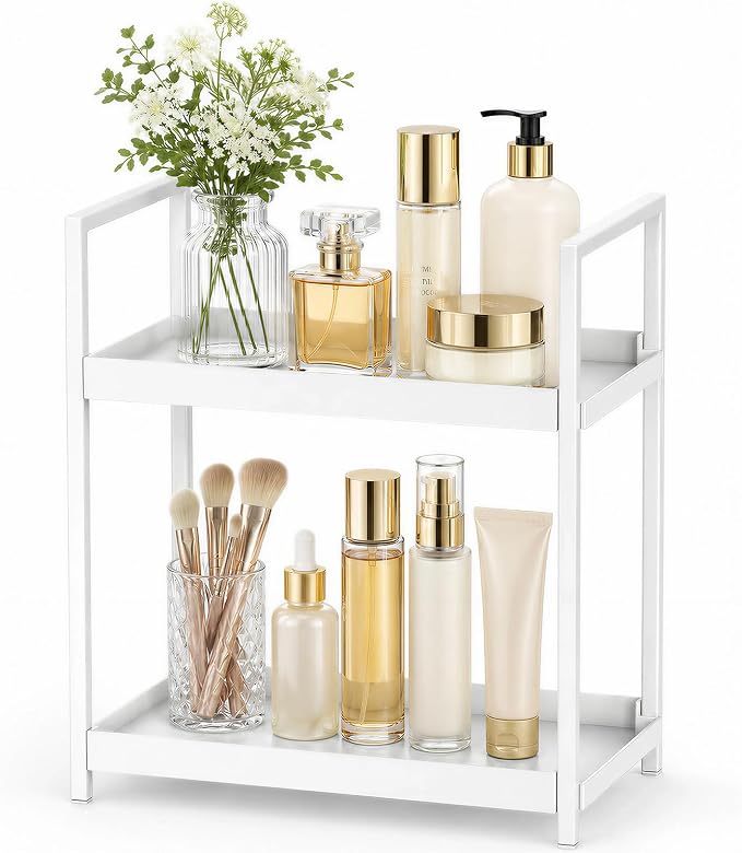 Bathroom Organizer Countertop, 2 Tier Counter Storage Shelf by Oasiteege