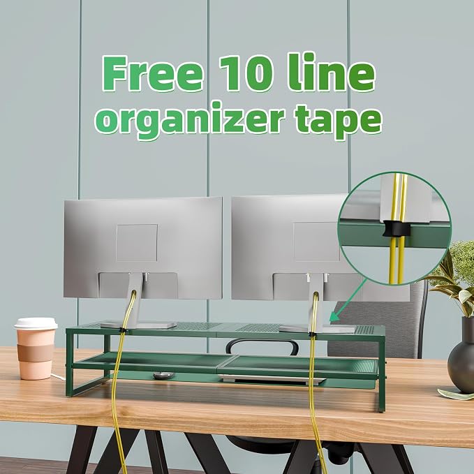 Simple Trending 2 Tier Metal Dual Monitor Stand Riser, Computer Office Desktop - Image 5