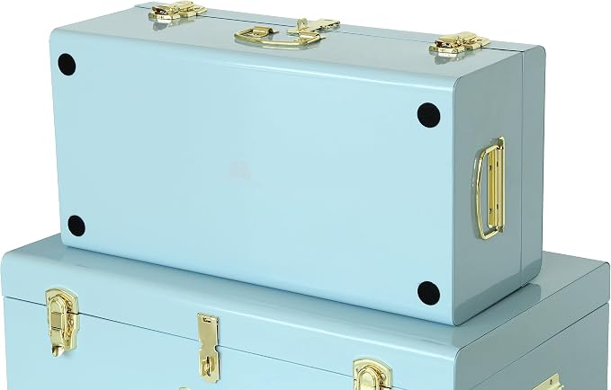 Vixdonos Metal Trunk Decorative Storage Box Set of 2 College Dorm Chest - Image 4