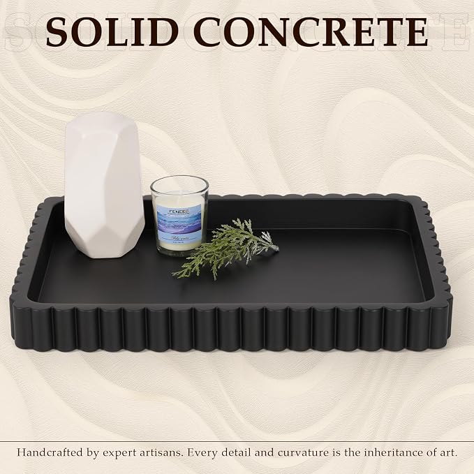 Concrete Decorative Tray for Coffee Table Decor, Rectangular Modern Decorative - Image 2