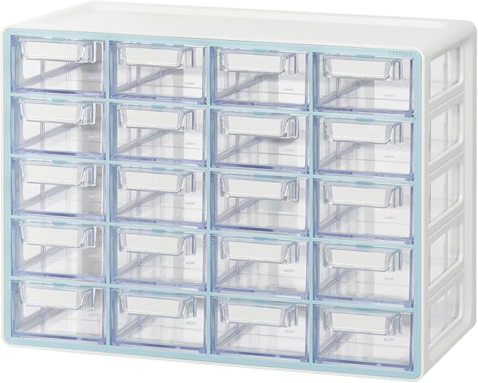 Blue Ginkgo Small 20-Drawer Cabinet – Stackable Clear Organizer by BLUEGINKGO