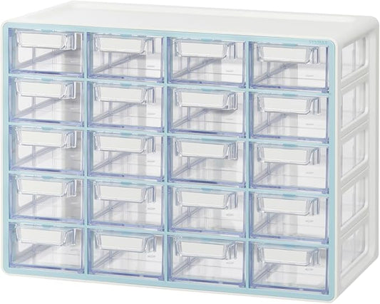Blue Ginkgo Small 20-Drawer Cabinet – Stackable Clear Organizer by BLUEGINKGO