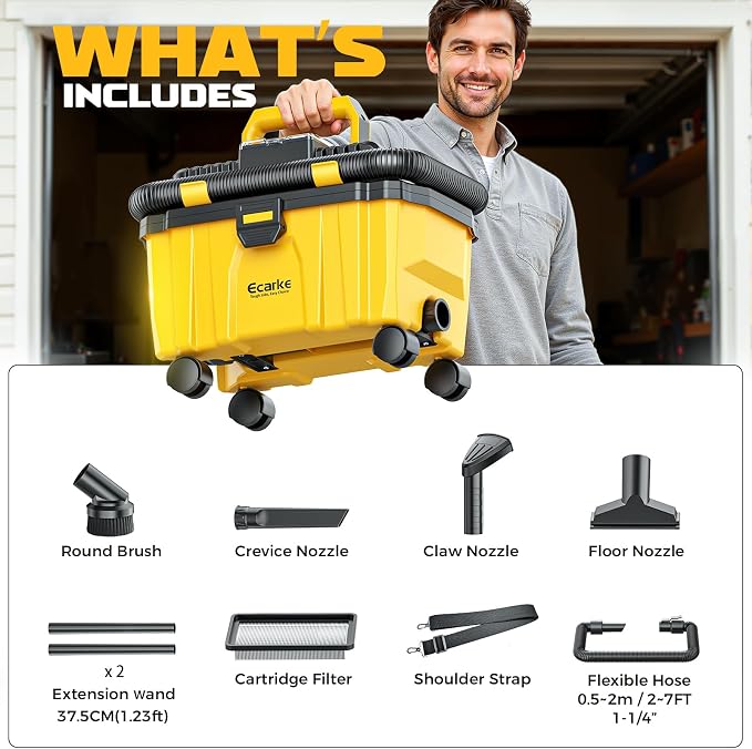 Ecarke 2.5 Gal Cordless Wet Dry Vacuum Compatible - Image 9