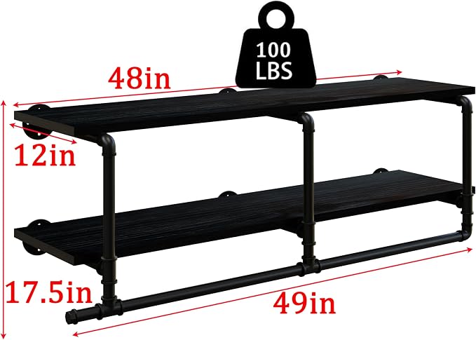 Wall Mounted Clothes Rack 12 Inch Deep, 48 Inch Heavy Duty Garment Rack - Image 8