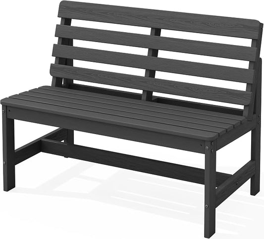 SERWALL Armless Outdoor Bench, All Weather HDPE Porch Bench, 1 Pack, Suitable by SERWALL