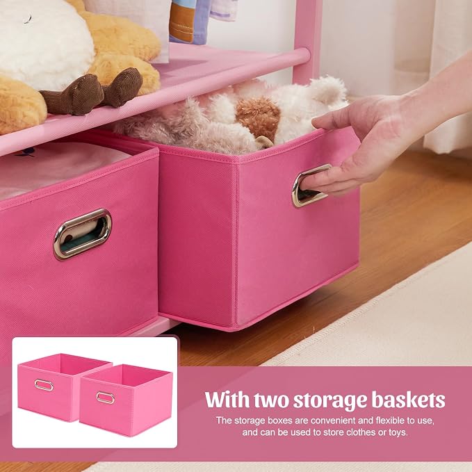 Bamboo Kids Clothing Rack: Holds Up To 121 Lbs of Dress-Up Clothes | 2 - Image 4