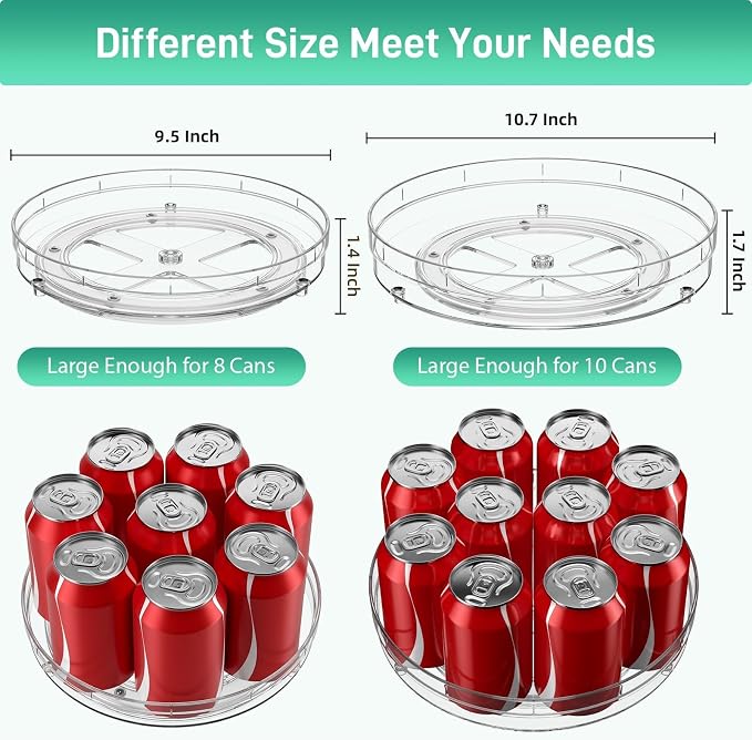 Optish 2 Pack Lazy Susan Organizer, 9.5" 10.7" Lazy Susan Turntable - Image 3